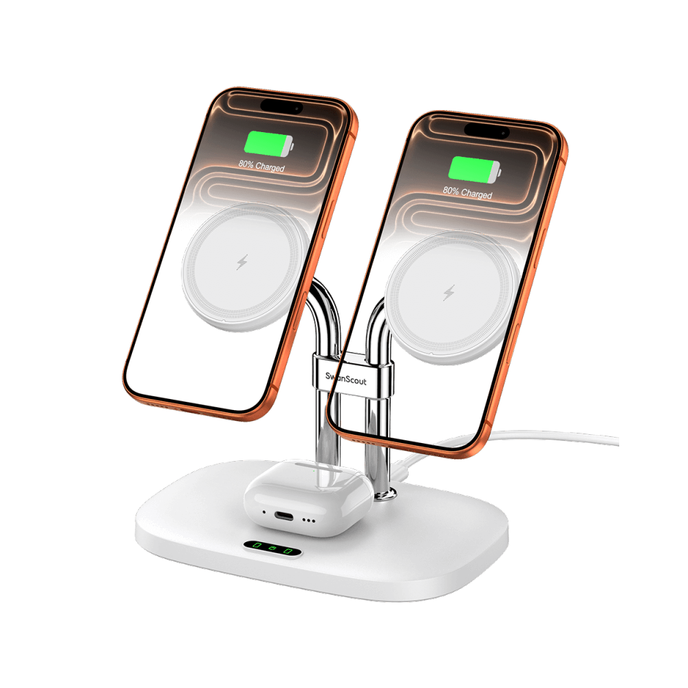 SwanScout 706M – Magneettinen kaksoispuhelimen latausasema Apple-laitteille