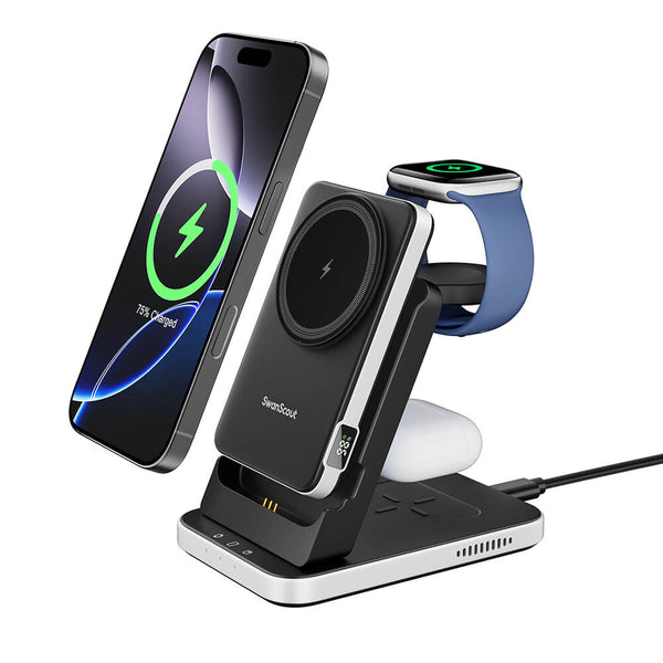 SwanScout 304M is a sleek iPhone charging station that simplifies power management for daily Apple device users.