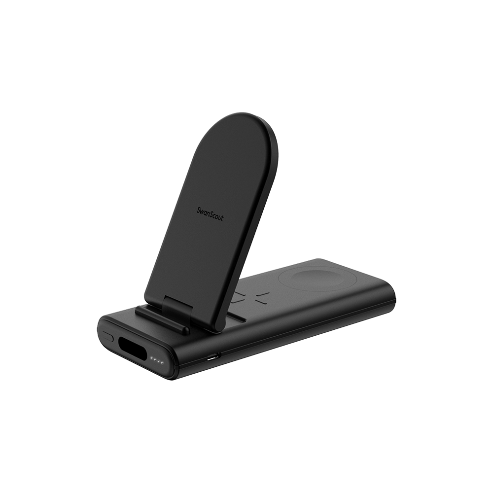 The SwanScout 301S functions as a sleek Samsung wireless charger, ideal for travel and everyday charging needs.