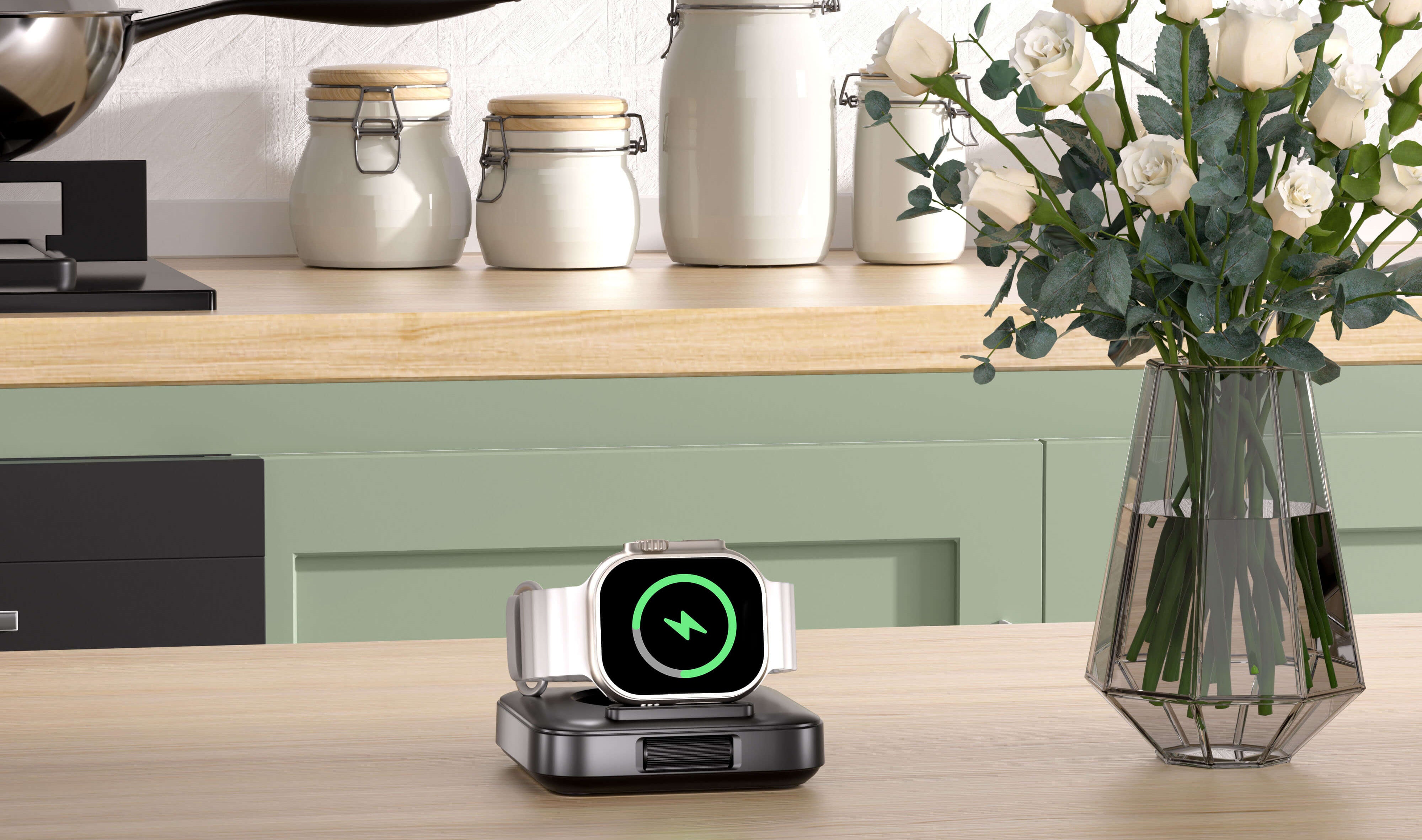 Charging Station for Apple Watch: Foldable & Portable Design, Safe Charging, Case Friendly, with Intelligent LED Indicator. The SwanScout Charging Station for Apple Watch is designed for on-the-go power and speed, ensuring your Watch devices stay charged wherever you are.
