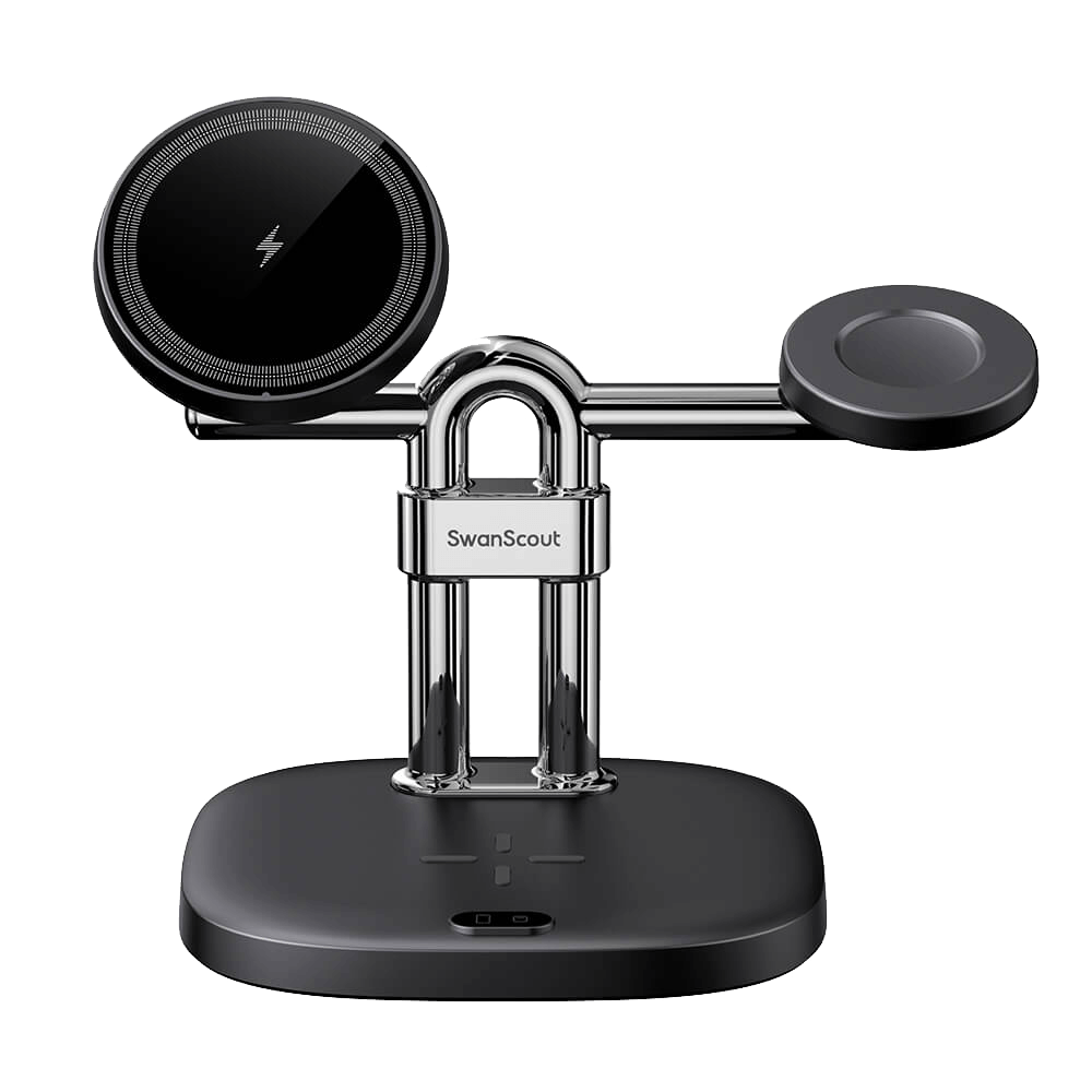 SwanScout 712SM – Estação de carregamento sem fio magnética 3 em 1 para Samsung