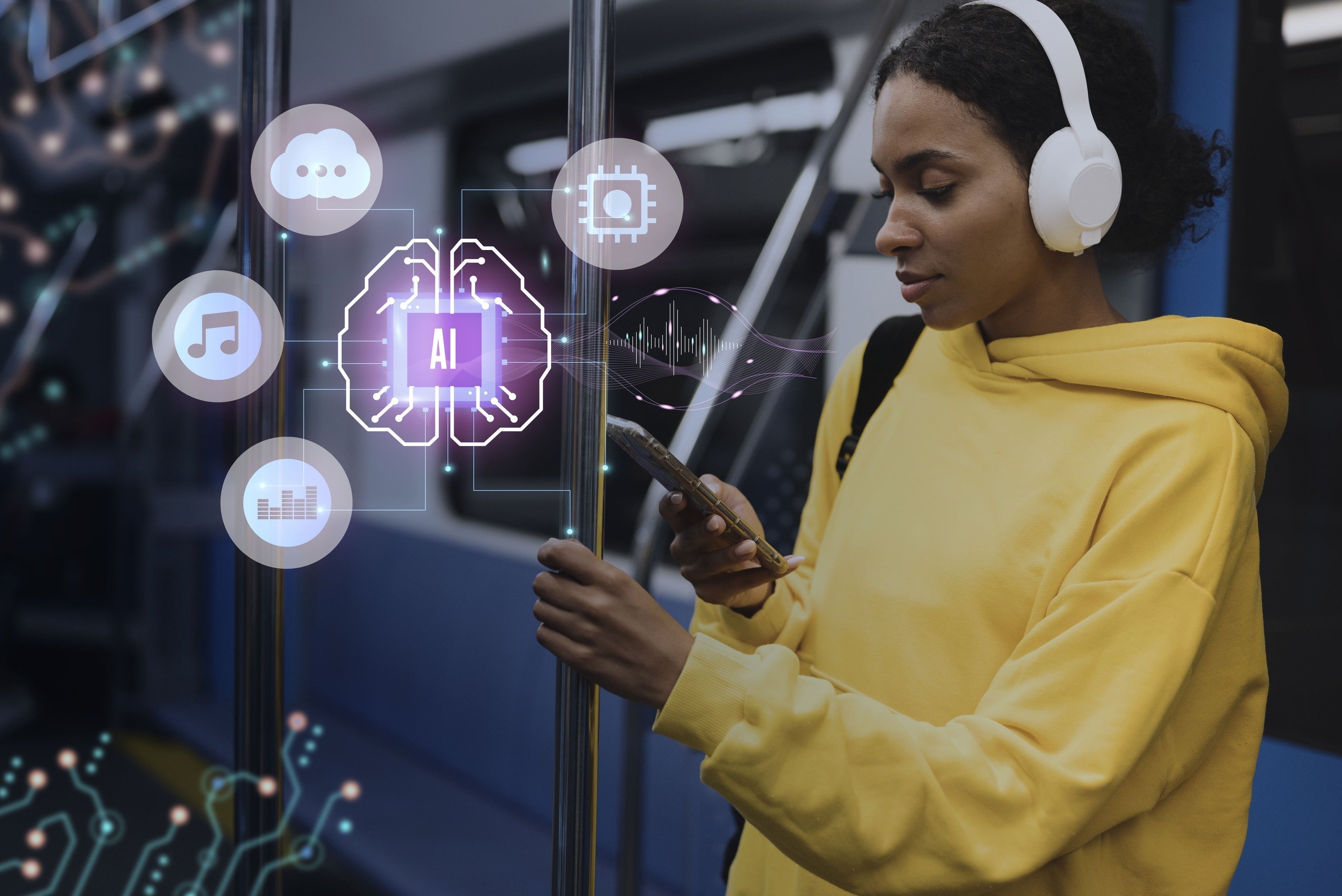 A woman using AI app on smartphone