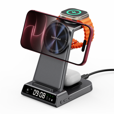 SwanScout C02M - Stazione di ricarica magnetica 3 in 1 per Apple