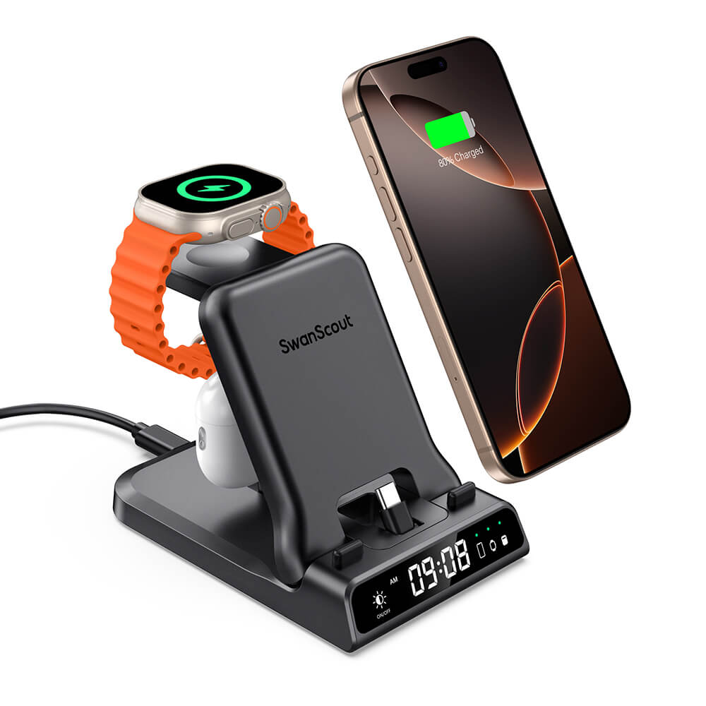 SwanScout 701AC - Caricatore Rapido Cablato per Apple (con Porta USB-C)