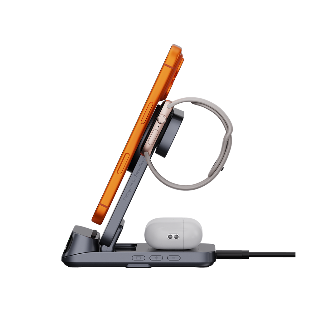 SwanScout 708M - Apple用3-in-1マグネットワイヤレス充電器