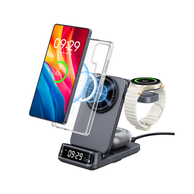 SwanScout 708SM - Chargeur sans fil magnétique 3 en 1 pour Samsung avec horloge