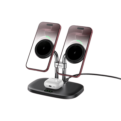 SwanScout 706M - Caricatore magnetico doppio per iPhone e dock wireless per AirPods