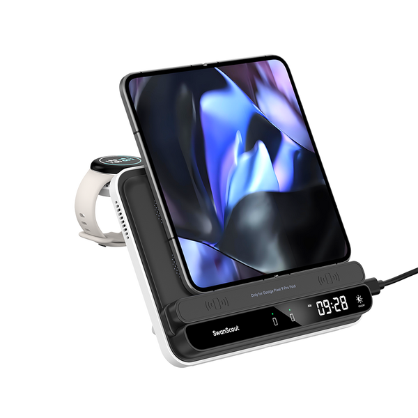 SwanScout 710FG2 - Безжично зарядно за Pixel Fold / Pixel 9 Pro Fold и Pixel Watch 2/3