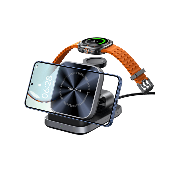 SwanScout 713S - Caricatore wireless pieghevole 3 in 1 per Samsung