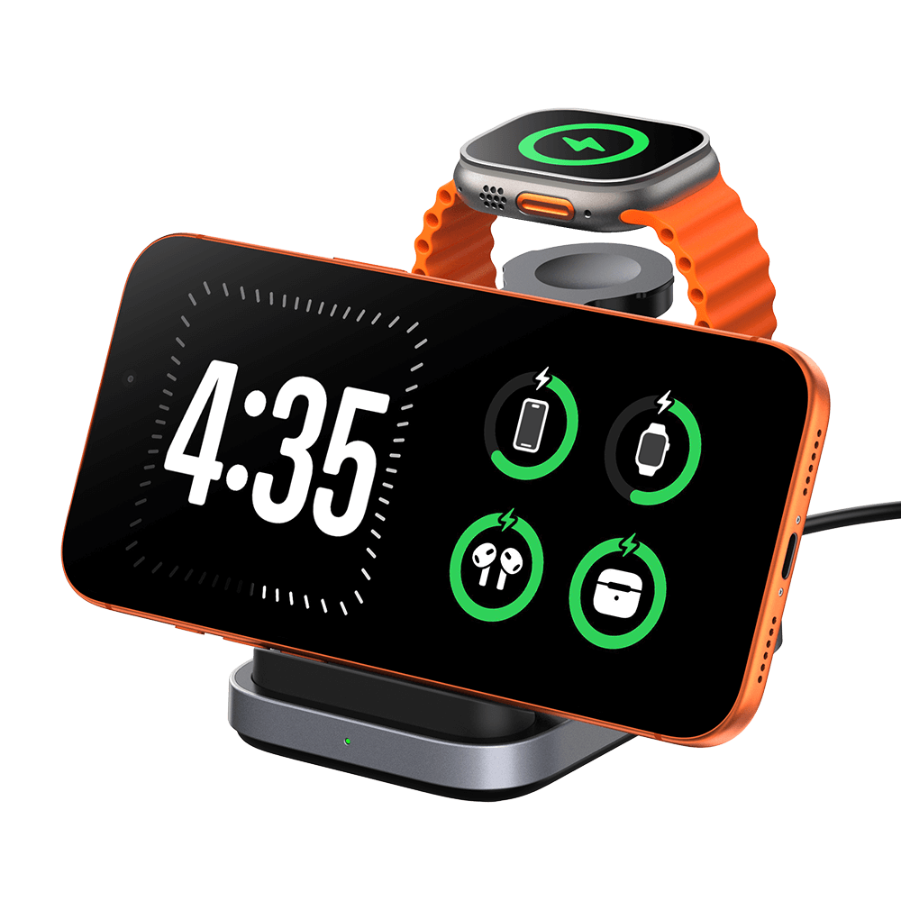 SwanScout 713A - Сгъваем 3-в-1 безжичен заряден за Apple