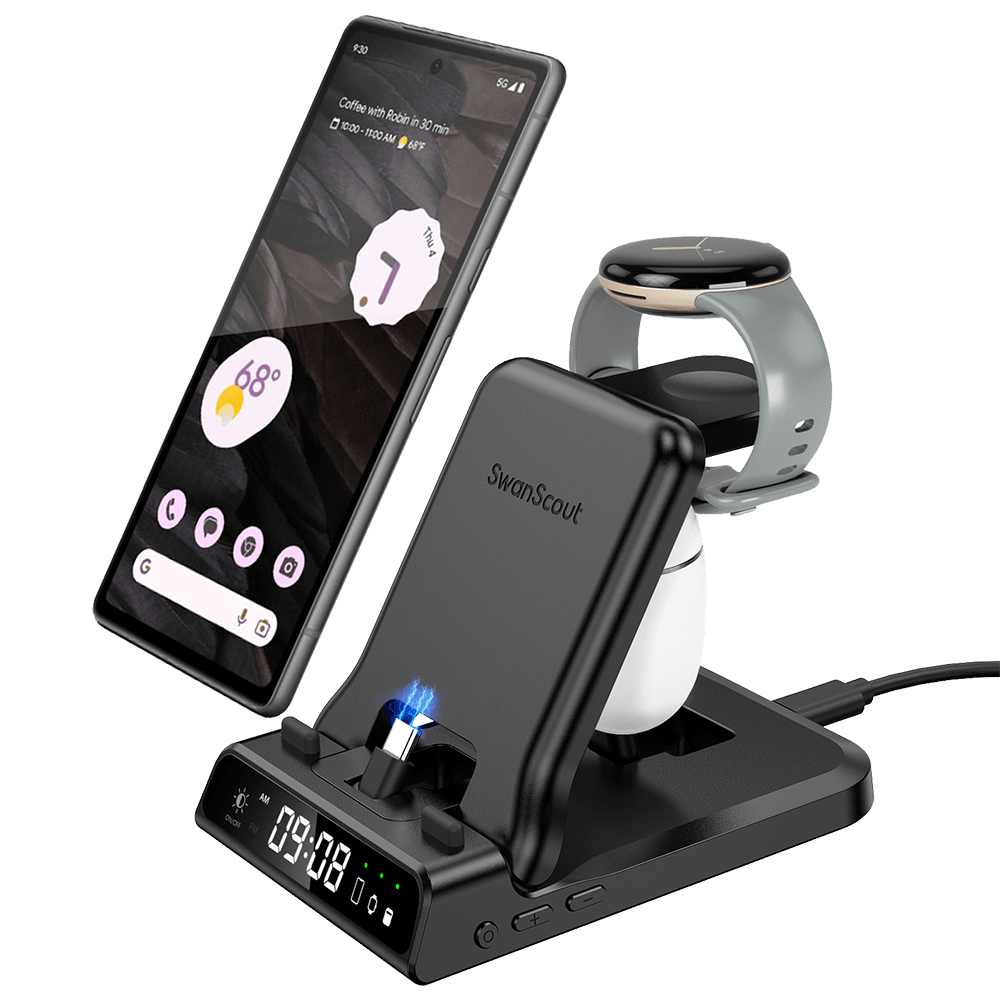 SwanScout 701G - Cargador rápido con cable para Pixel Watch 1