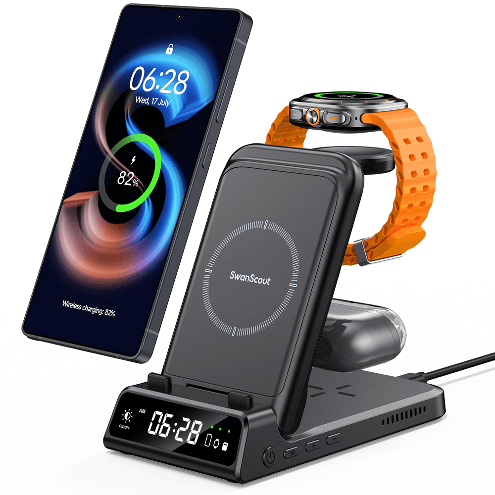 SwanScout 703S - Cargador Inalámbrico 3 en 1 para Samsung