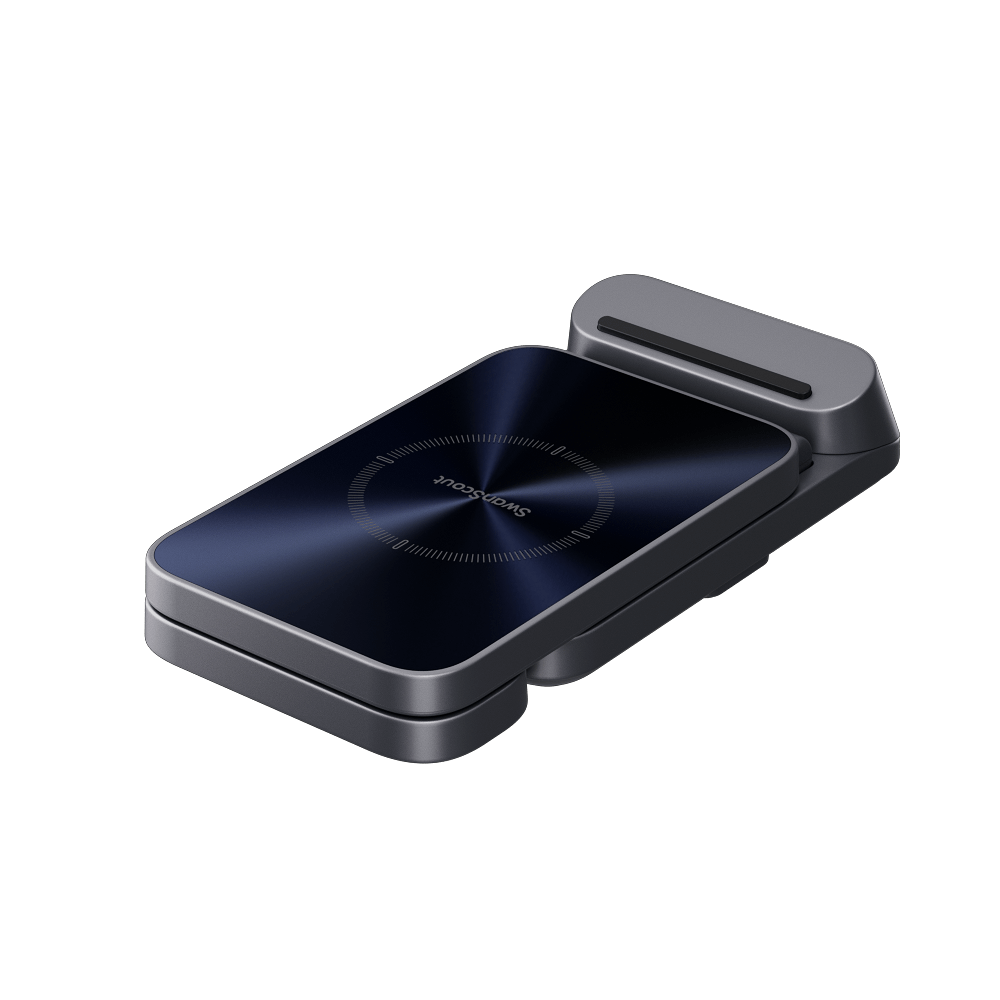 The Samsung Watch and Phone Charger charges both your Galaxy Watch and phone simultaneously.