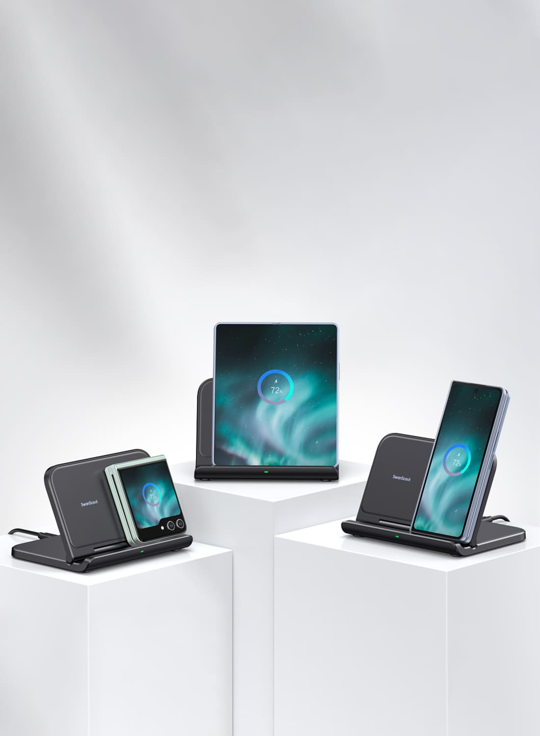 Galaxy Z Fold and Z Flip phone charging with the SwanScout 503S charger
