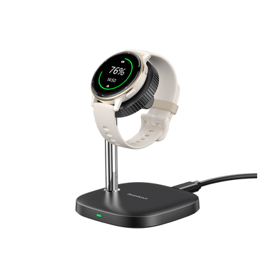 SwanScout 505GM charging stand for Garmin Forerunner 265 and 165, featuring a stable vertical dock for daily watch power