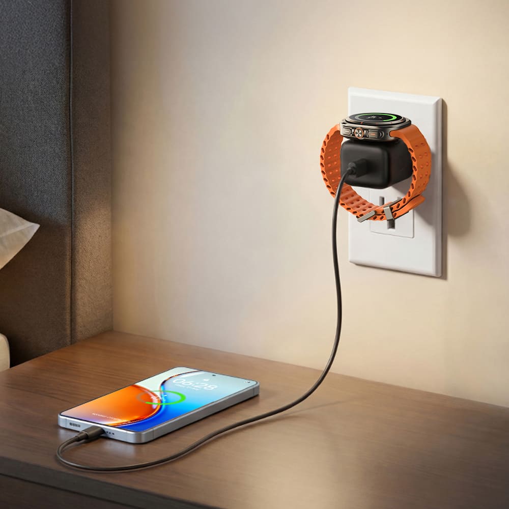 Bedside charging for Samsung Galaxy Watch and phone with SwanScout 509S